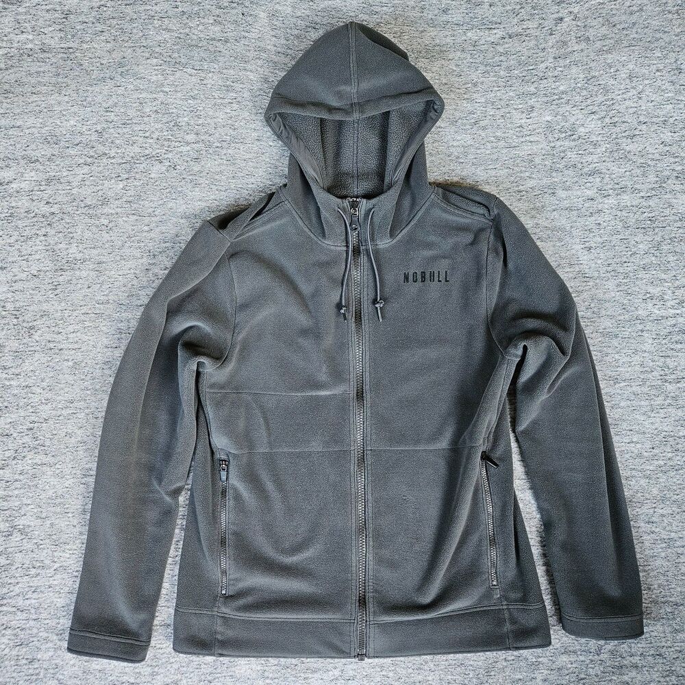 NOBULL Jacket Hoodie Men's Medium Gray Fleece Full Zip Hooded Athletic Casual